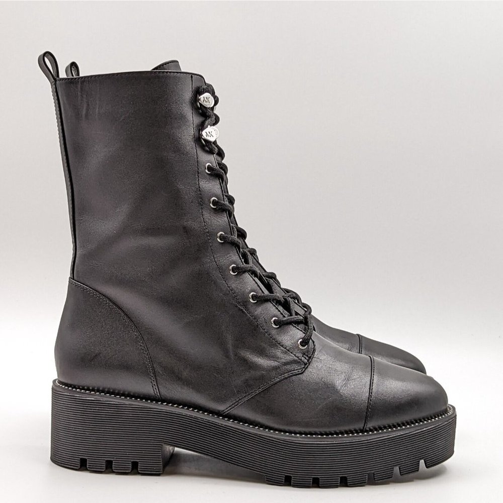 Michael Kors Women Bryce Platform Black Leather Lace Combat Boots US 9.5 M NEW - Picture 5 of 10